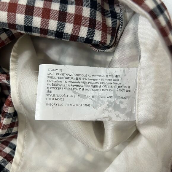 Theory Treeca Cropped Check Pants blue white red 6 or 28 - Picture 5 of 14